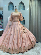 "BLUSH ROSE REGAL EMBROIDERED LEHENGA"