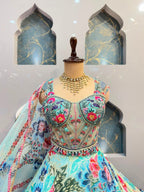 "AQUA FLORAL SYMPHONY LEHENGA"