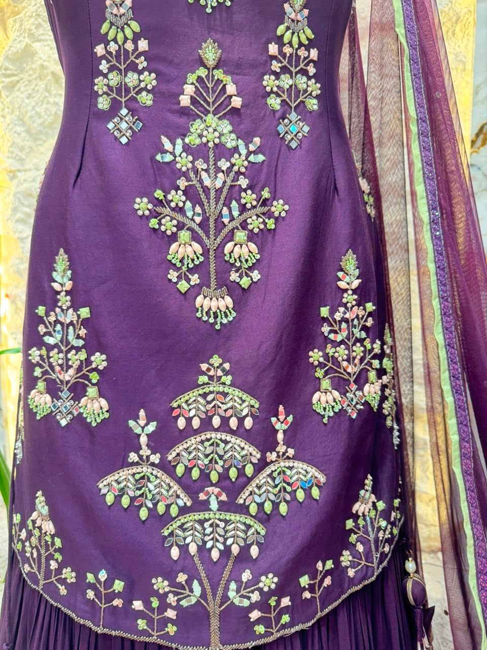 "ROYAL PLUM EMBROIDERED SHARARA"