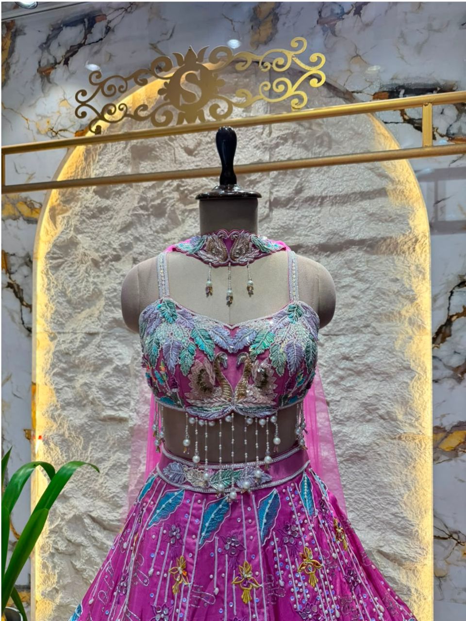 "ROSY BLUE OMBRE EMBROIDERED LEHENGA"