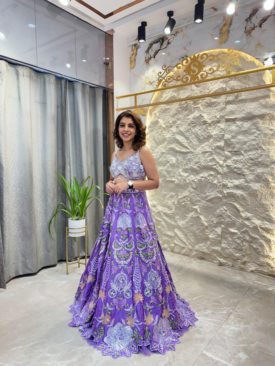 "ROYAL LAVENDER FLORAL EMBROIDERED LEHENGA"