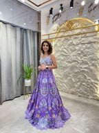 "ROYAL LAVENDER FLORAL EMBROIDERED LEHENGA"