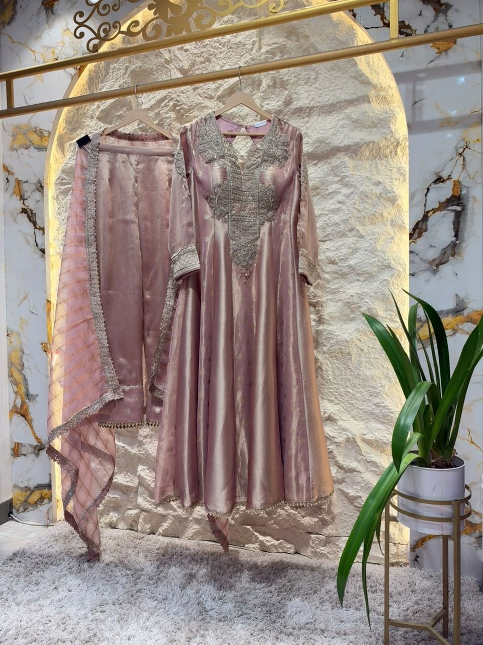 "MAUVE ZARI EMBELLISHED ANARKALI"