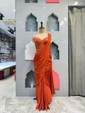 "SUNSET RUST COUTURE DRAPE SAREE"