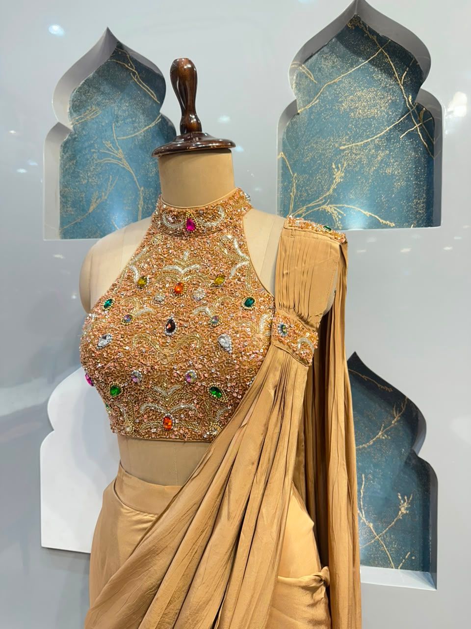 "CHAMPAGNE NOOR DRAPE SAREE"