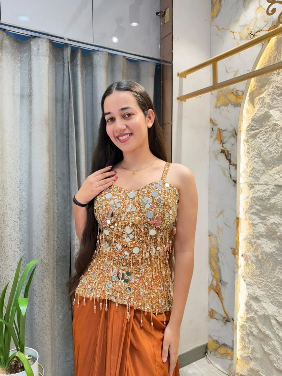 "RUSTY GLAM MIRRORWORK INDO-WESTERN"