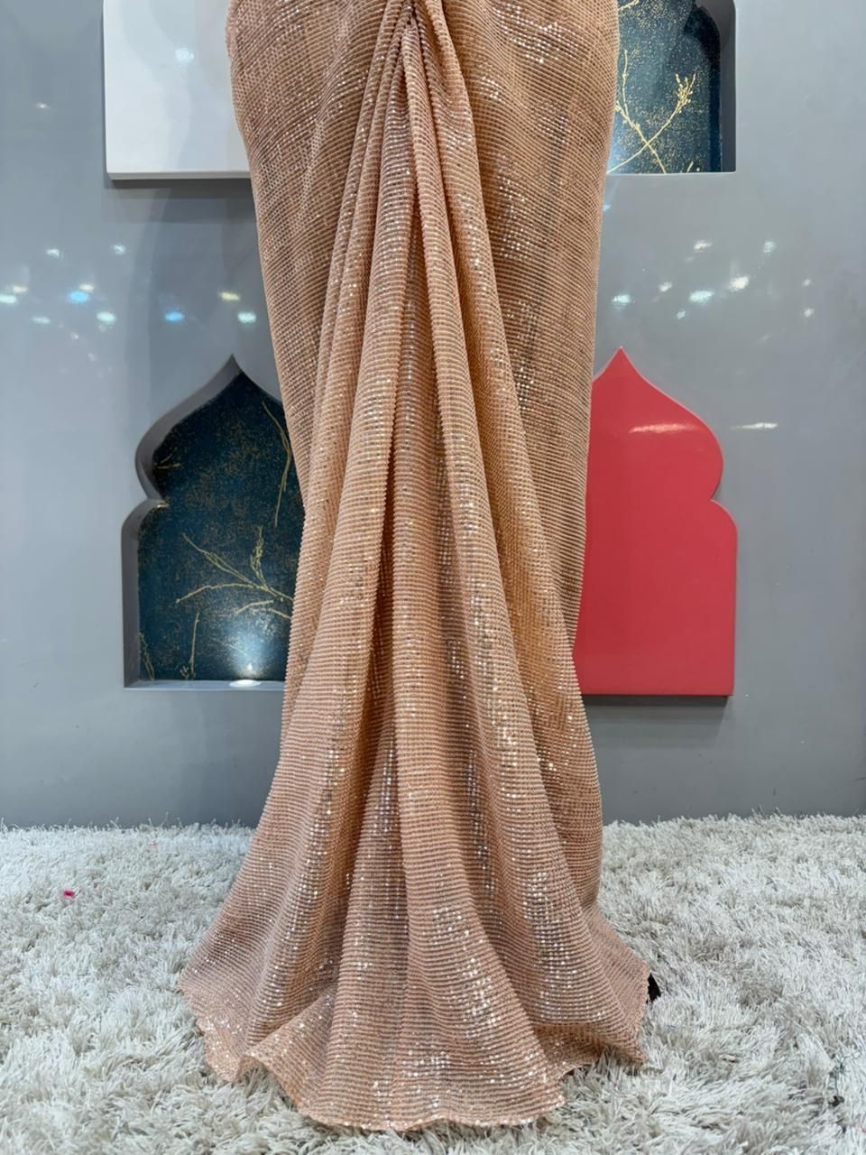 "CHAMPAGNE CRYSTAL DRAPED INDO-WESTERN"