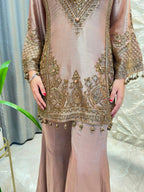 "DUSTY MAUVE AND GOLD EMBROIDERED SHARARA"