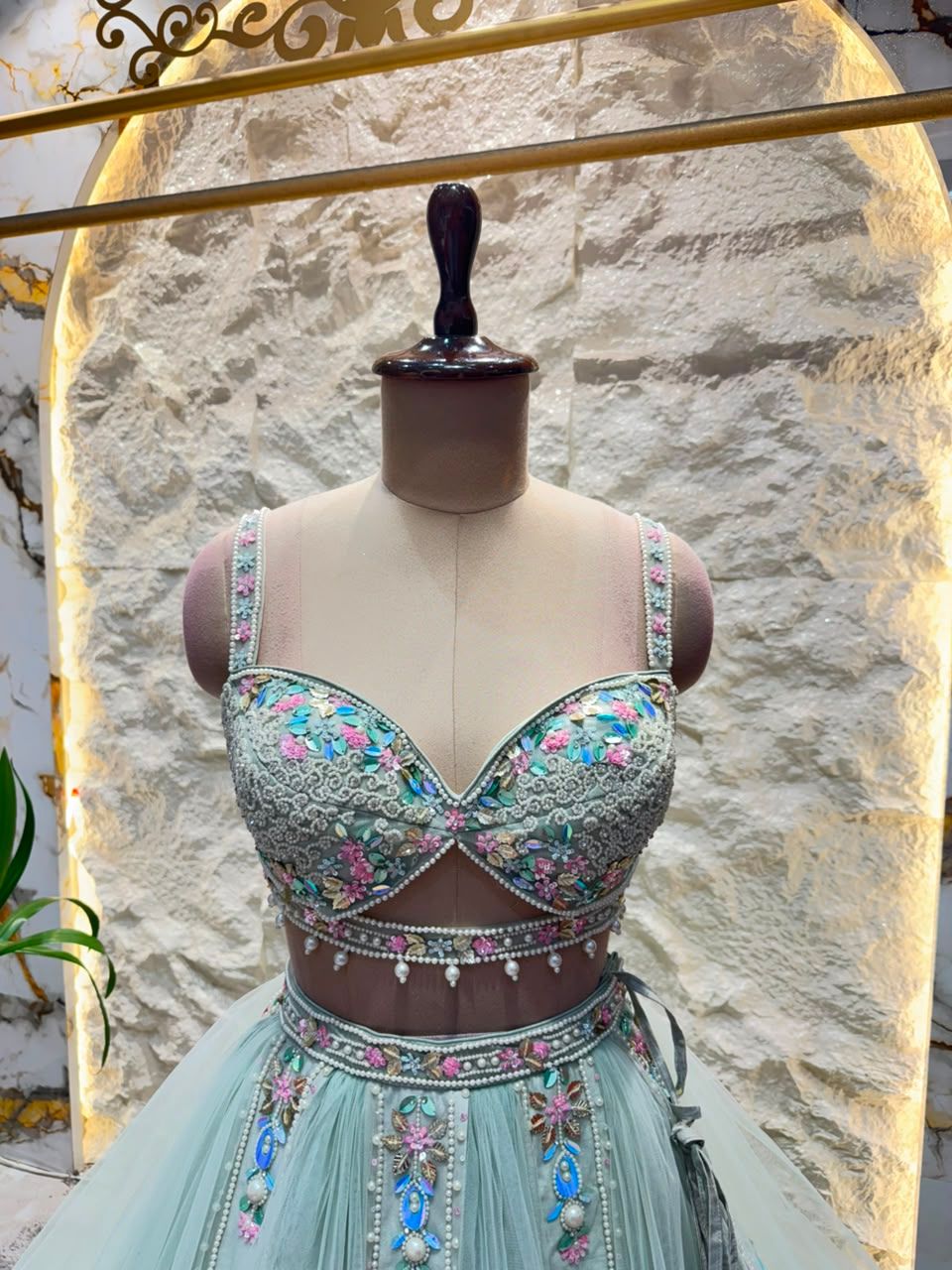 "CELESTIAL MINT BLOOM LEHENGA"