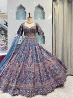 "MIDNIGHT BLUE REGAL FLORAL EMBROIDERED LEHENGA"
