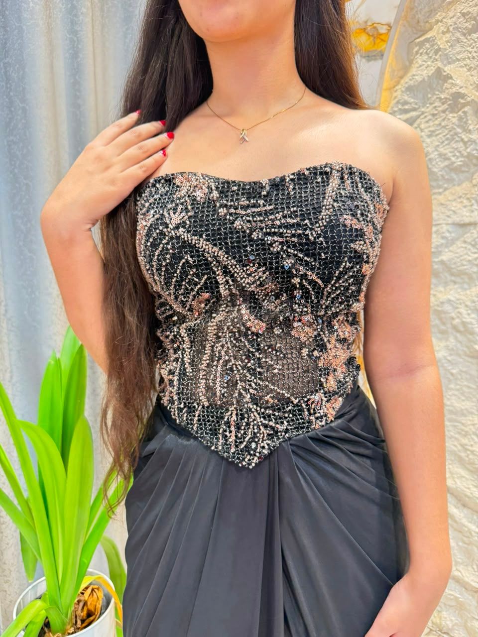 "NOIR SEQUINED DRAPE INDO WESTERN"