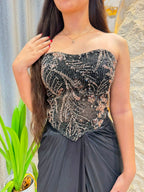 "NOIR SEQUINED DRAPE INDO WESTERN"