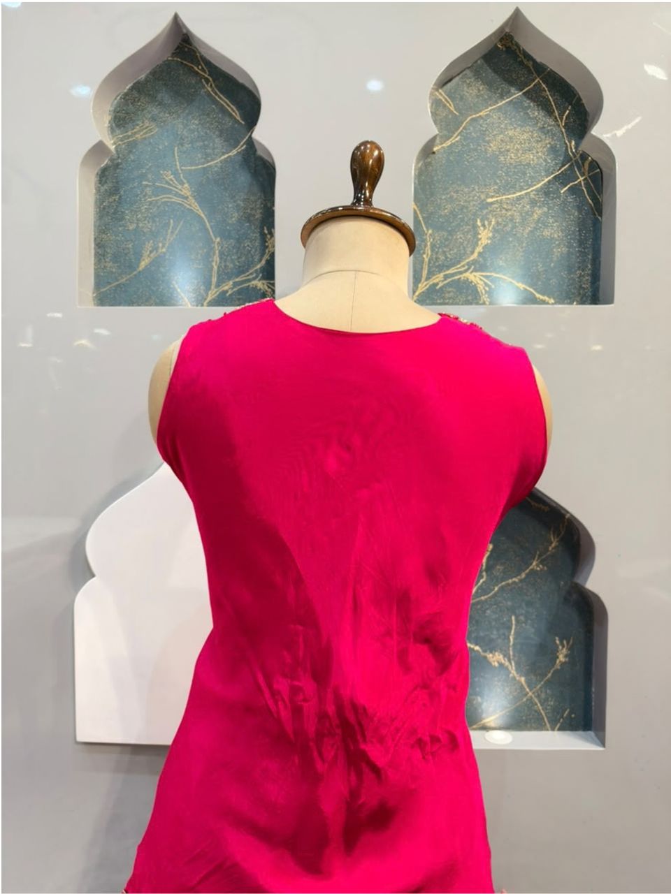 "RUBY RED EMBROIDERED INDO WESTERN"