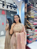 "PEACH BLUSH EMBROIDERED INDO-WESTERN"