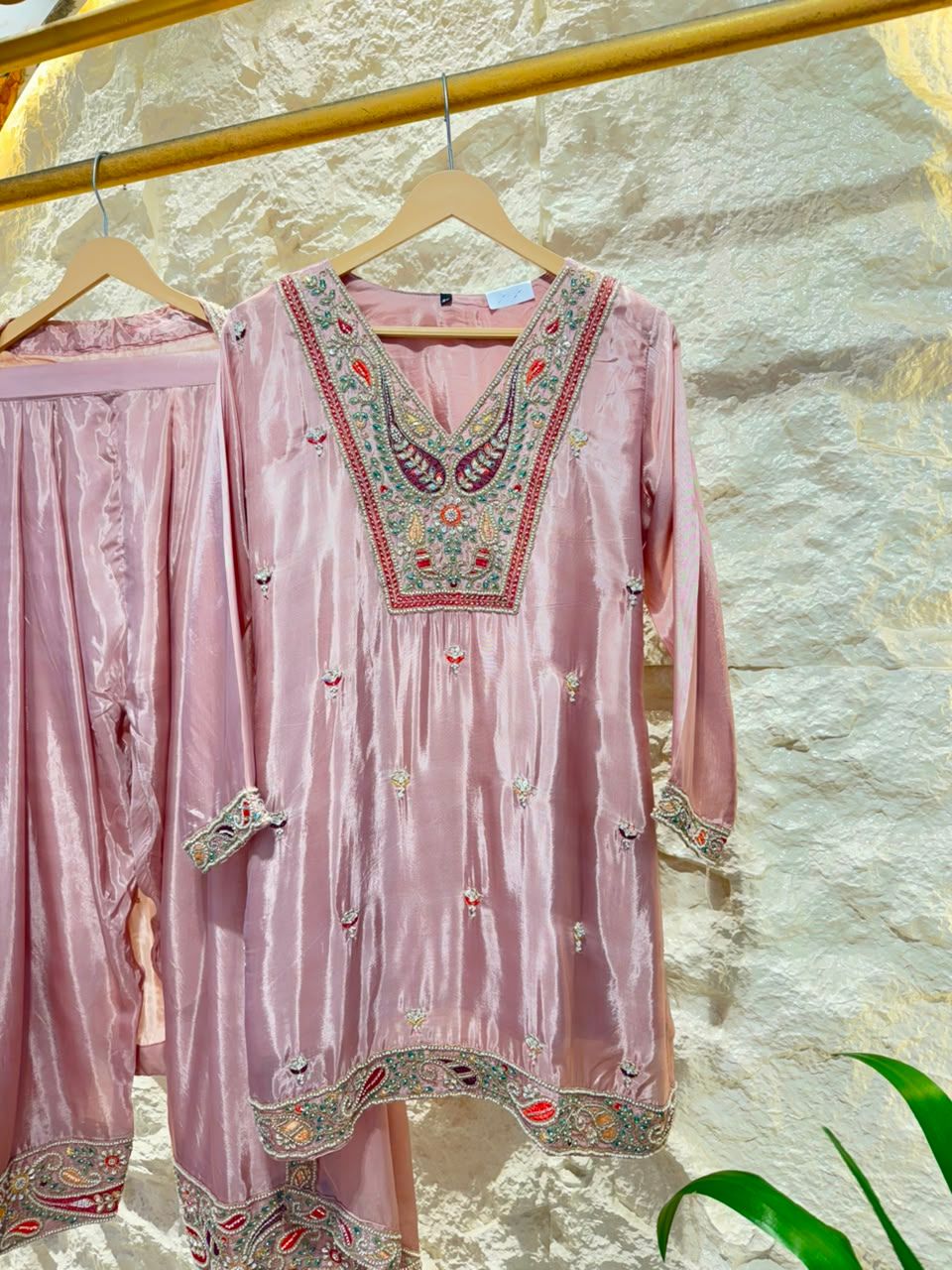 "BLUSH PINK HAND EMBROIDERED SUIT"
