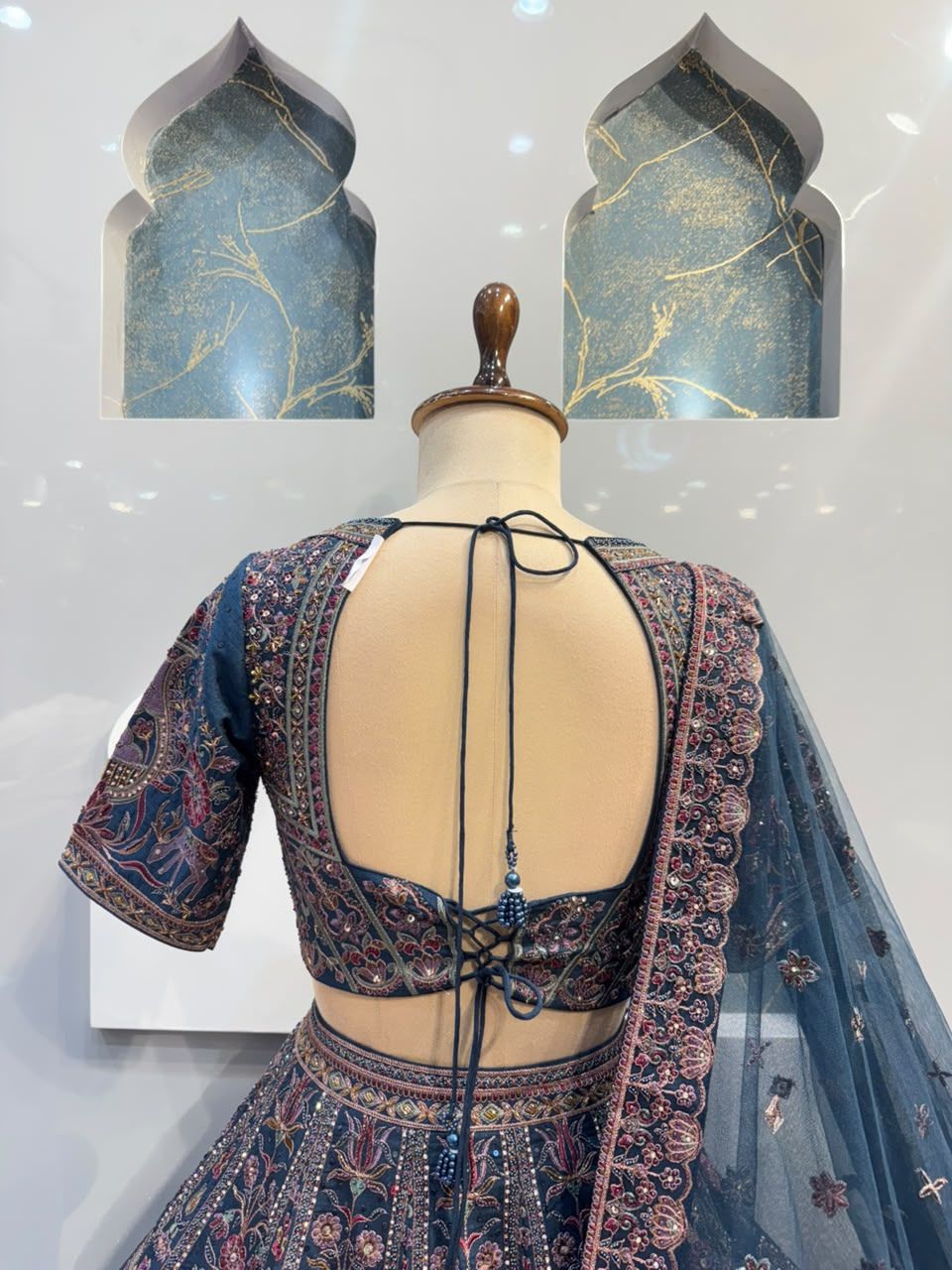 "MIDNIGHT BLUE REGAL FLORAL EMBROIDERED LEHENGA"