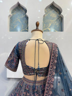 "MIDNIGHT BLUE REGAL FLORAL EMBROIDERED LEHENGA"
