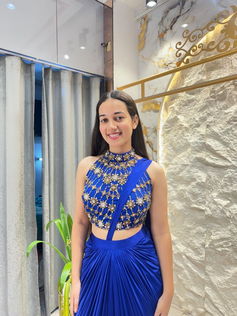 "ROYAL SAPPHIRE DRAPE SAREE"