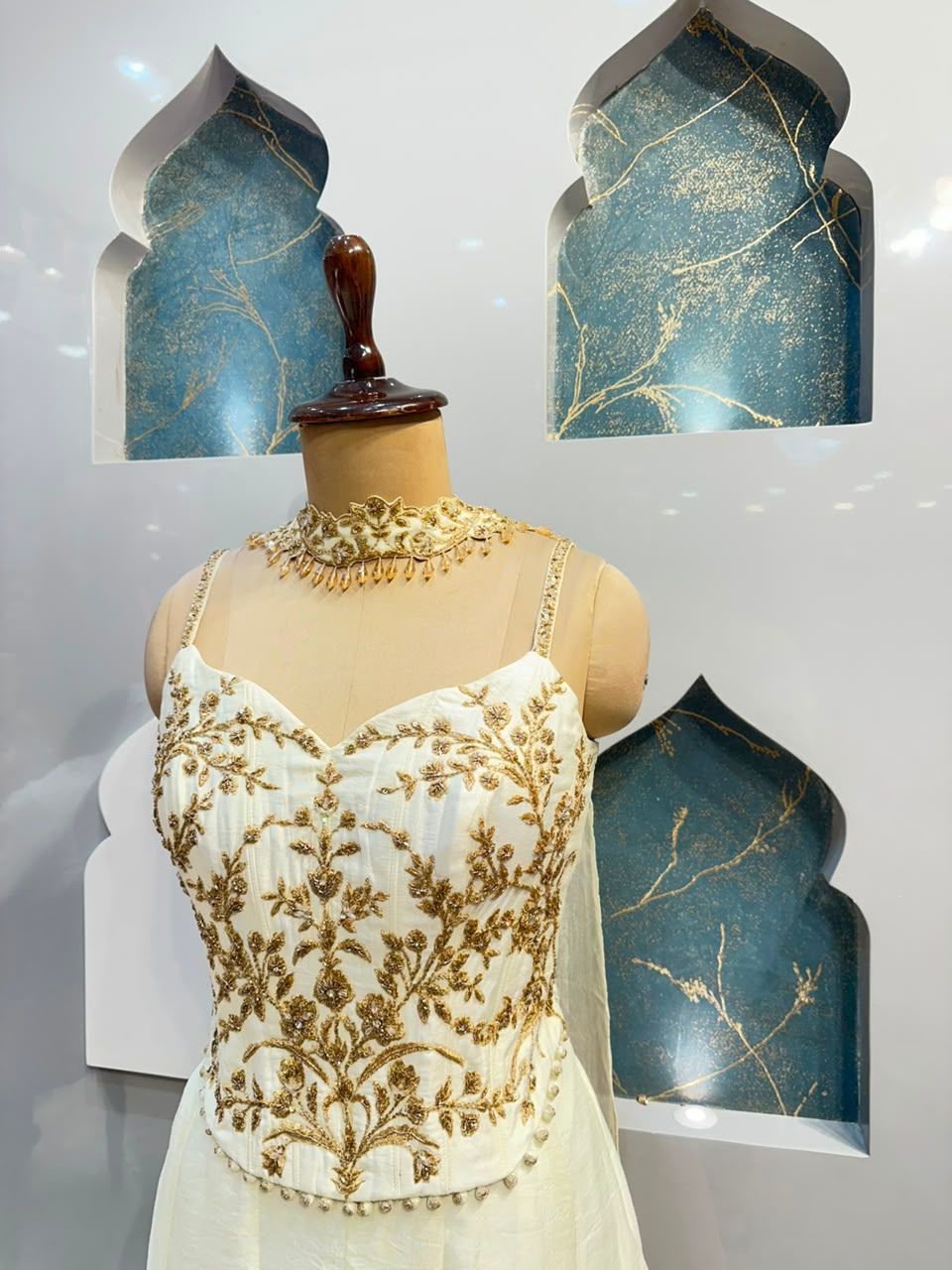 "PEARL WHITE CORSET STYLE INDO-WESTERN"