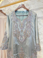 "SAGE ELEGANCE HAND EMBROIDERED SUIT"