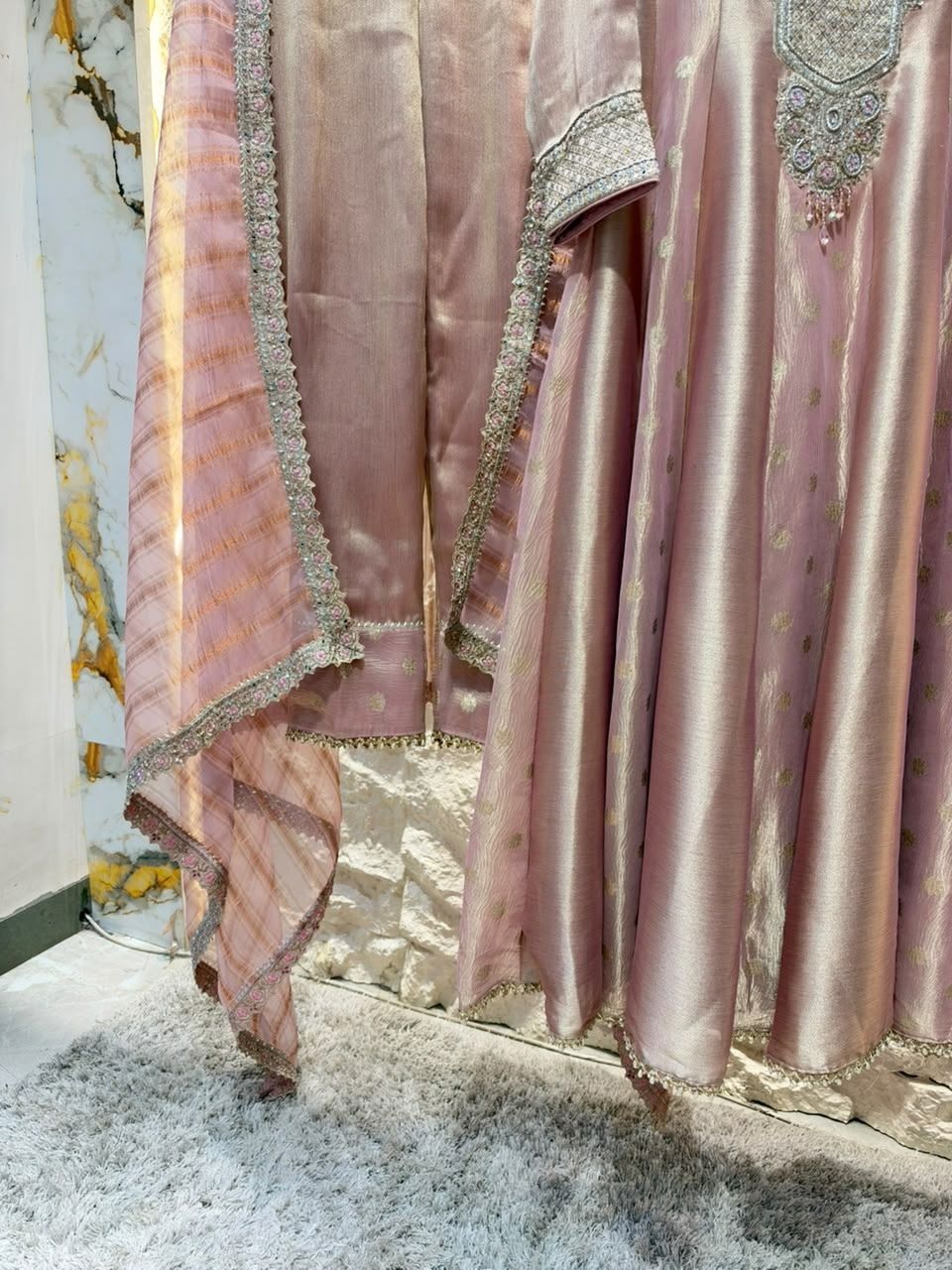 "MAUVE ZARI EMBELLISHED ANARKALI"