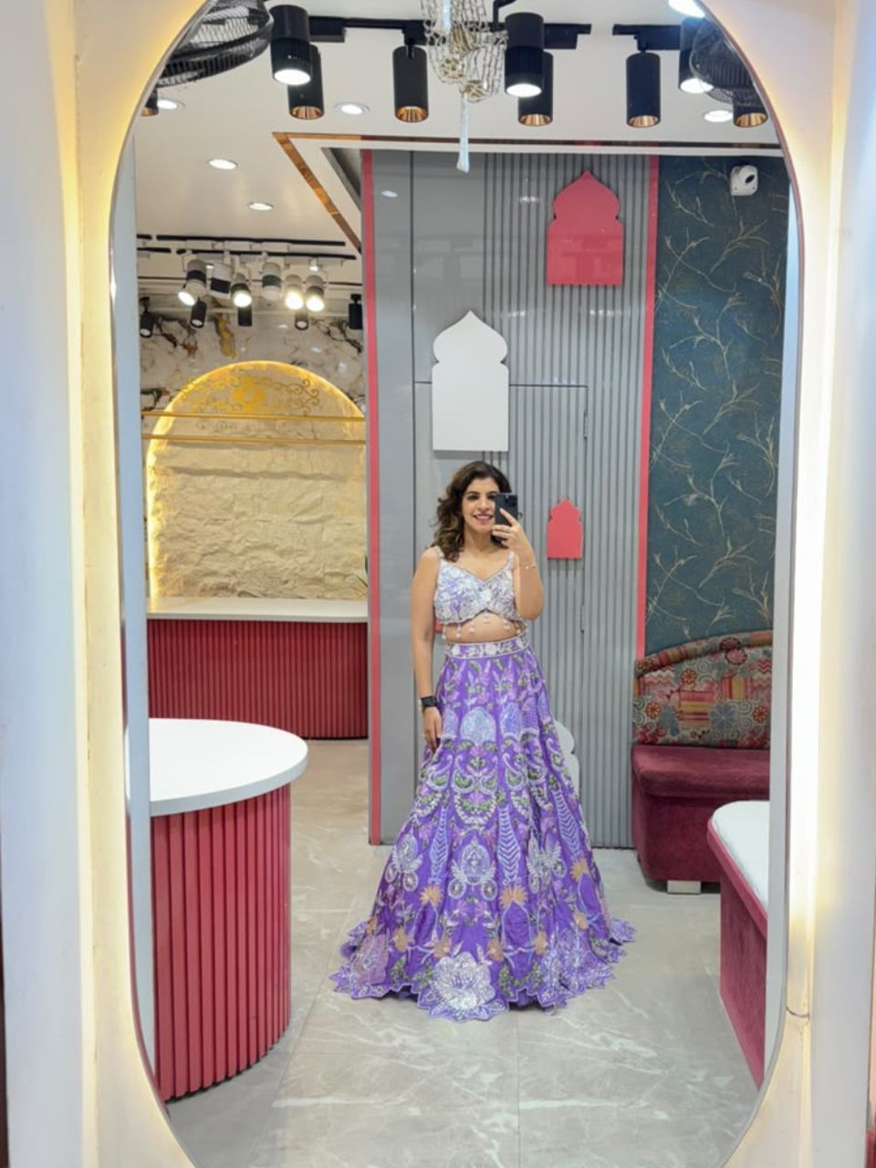 "ROYAL LAVENDER FLORAL EMBROIDERED LEHENGA"