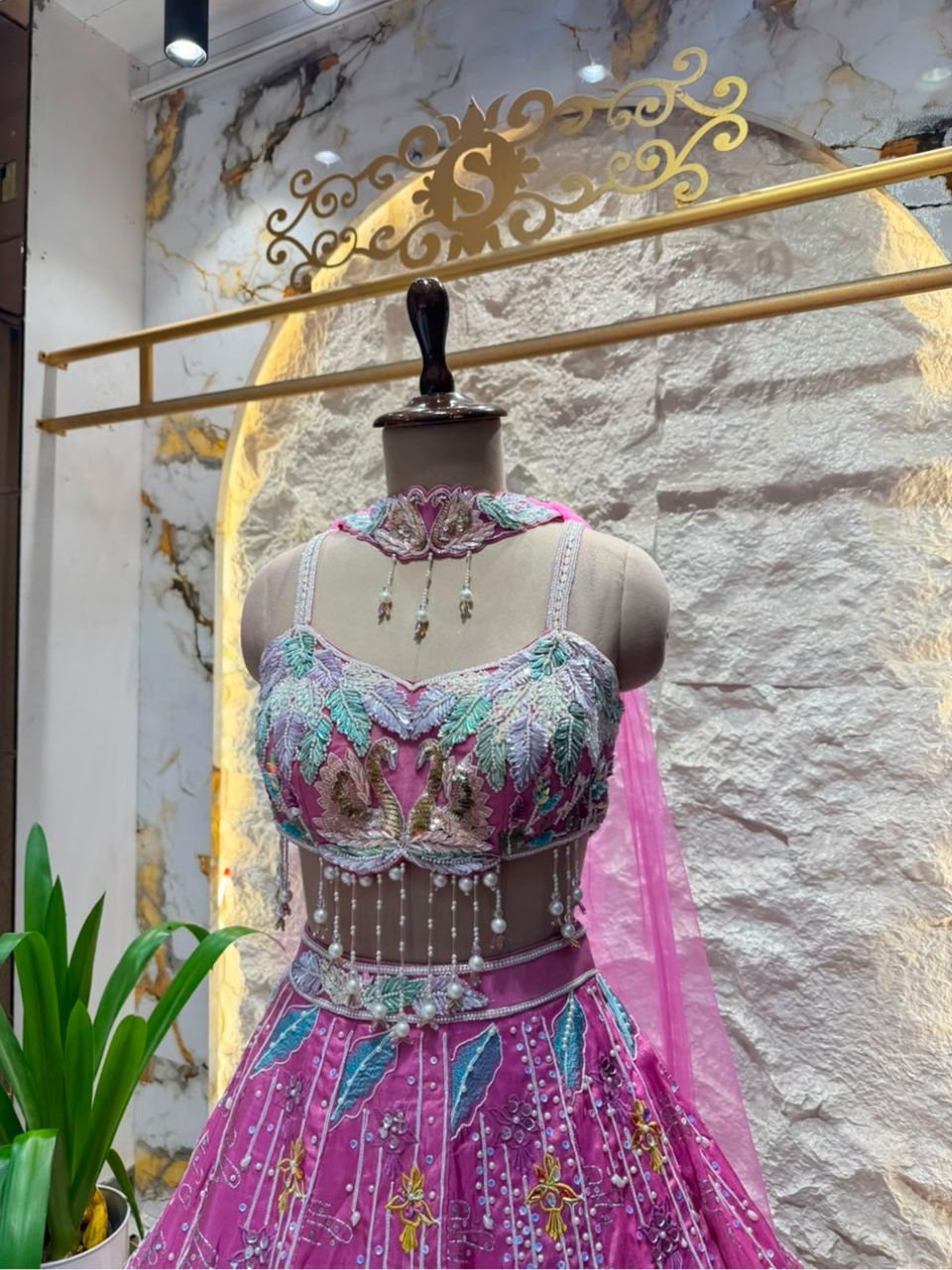 "ROSY BLUE OMBRE EMBROIDERED LEHENGA"
