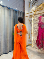"SUNSET ORANGE MIRROR WORK INDO-WESTERN"