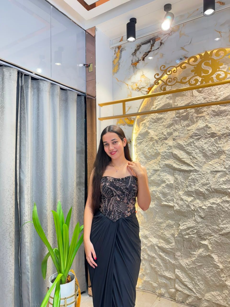 "NOIR SEQUINED DRAPE INDO WESTERN"