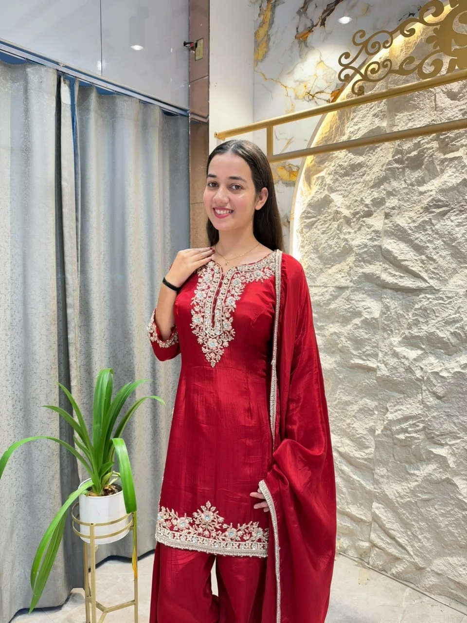 "ROYAL MAROON EMBROIDERED SUIT"