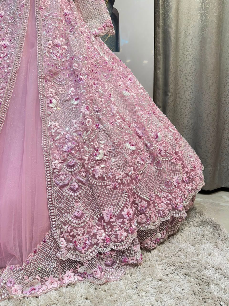 "PINK PEARL EMBROIDERED LEHENGA"
