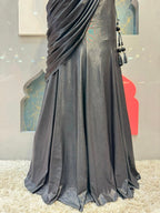 "MIDNIGHT BLACK SWQUIN DRAPE SAREE"
