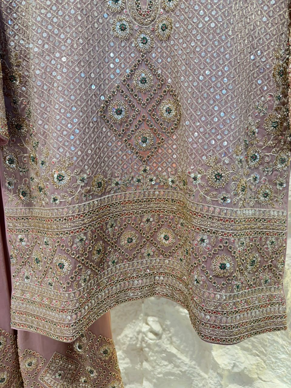 "MAUVE MIRAGE EMBELLISHED SHARARA"