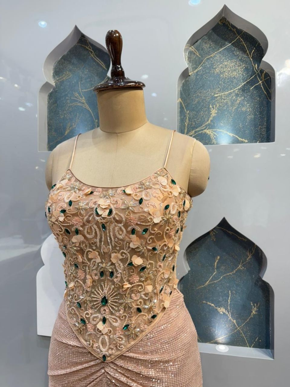 "CHAMPAGNE CRYSTAL DRAPED INDO-WESTERN"
