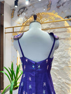"ROYAL BLUE FLORAL EMBELLISHED INDO-WESTERN"