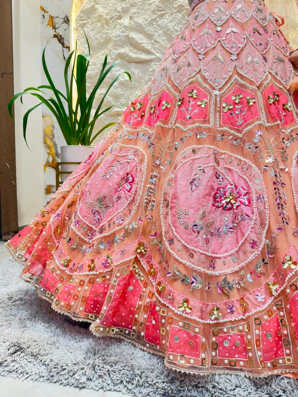 "BLUSH ROYALE MIRRORWORK LEHENGA"