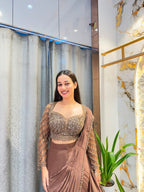 "MOCHA GLAM DRAPE SAREE"
