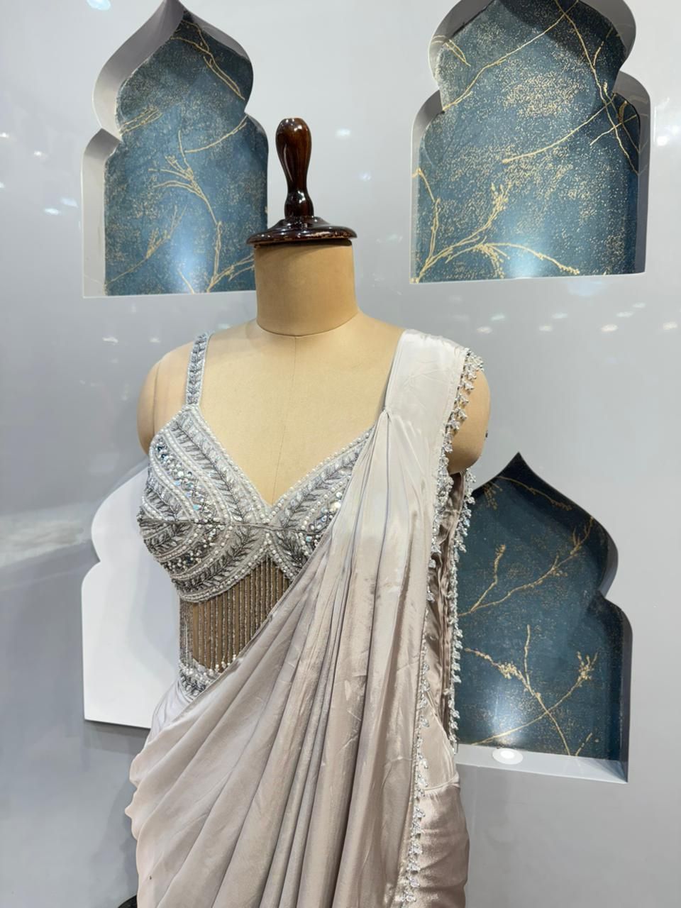 "IVORY RADIANCE DRAPE SAREE"