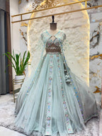 "CELESTIAL MINT BLOOM LEHENGA"