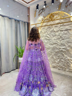 "ROYAL LAVENDER FLORAL EMBROIDERED LEHENGA"