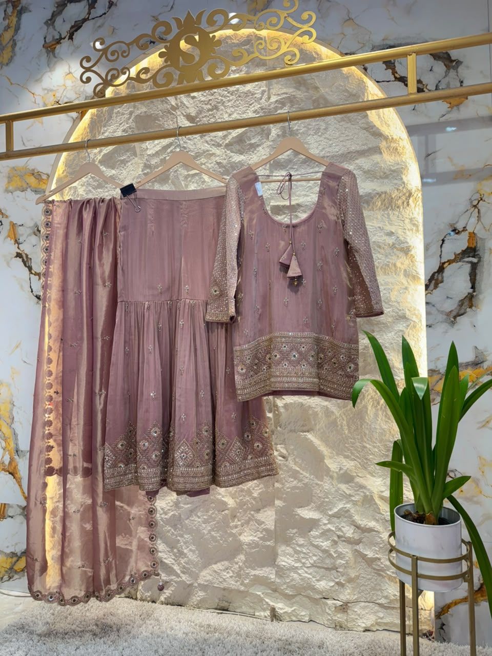 "MAUVE MIRAGE EMBELLISHED SHARARA"