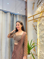 "MOCHA GLAM DRAPE SAREE"