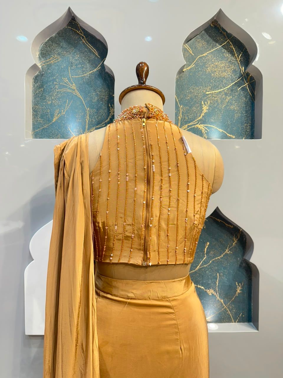 "CHAMPAGNE NOOR DRAPE SAREE"