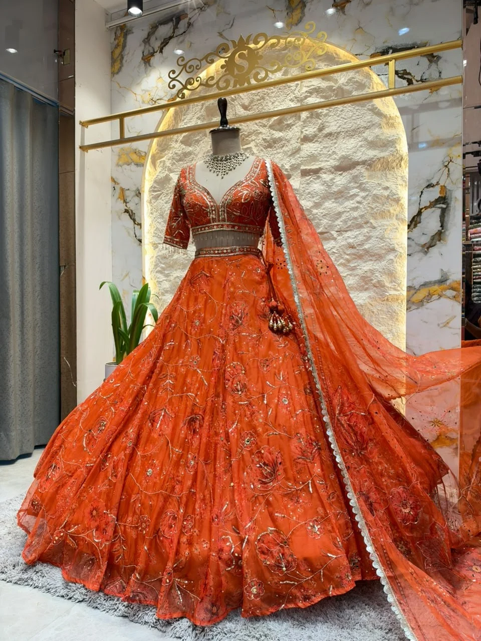 "ROYAL ORANGE BRIDAL LEHENGA"