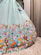 "CELESTIAL BLOOM AQUA LEHENGA"