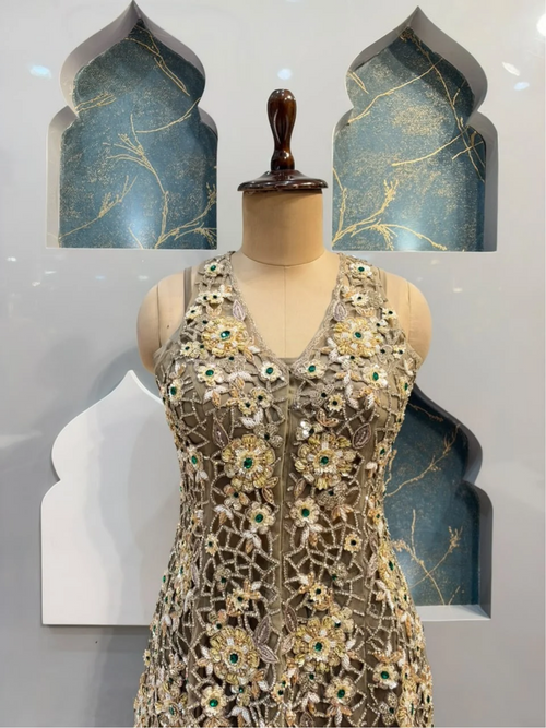 "ELEGANT TAUPE INDO-WESTERN"
