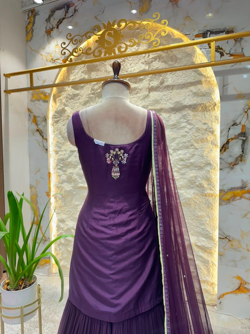 "ROYAL PLUM EMBROIDERED SHARARA"