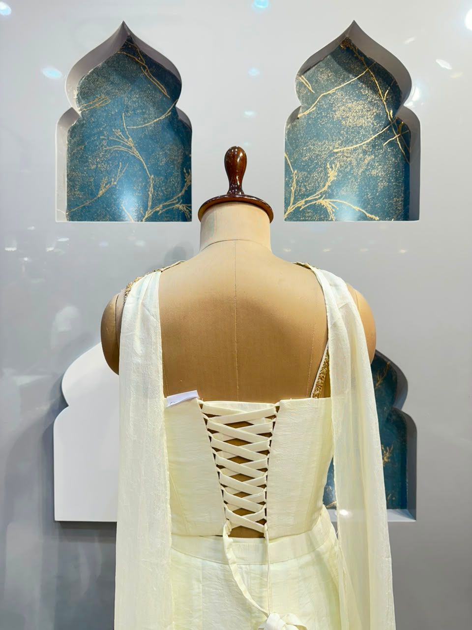 "PEARL WHITE CORSET STYLE INDO-WESTERN"