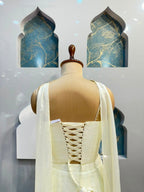 "PEARL WHITE CORSET STYLE INDO-WESTERN"