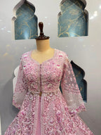 "PINK PEARL EMBROIDERED LEHENGA"